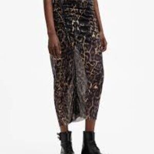 All Saints Nora Leopard Print Skirt